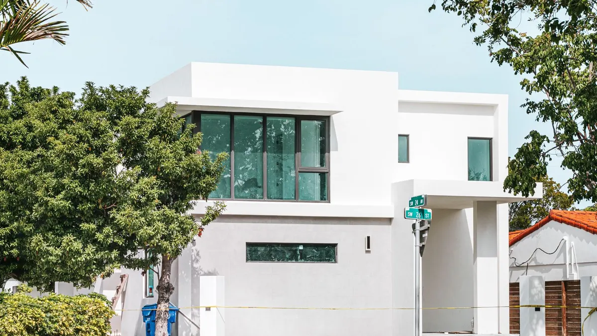 Modern white two-story home in Miami