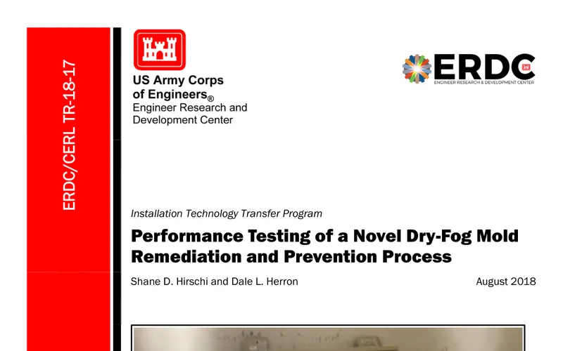 Cover of the U.S. Army Corps of Engineers report on dry-fog mold remediation, August 2018